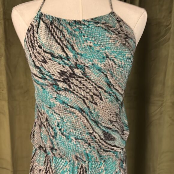 VIX Paula Hermanny 100% silk Stylish  teal Snake Print Jumpsuit, XS - Picture 4 of 9